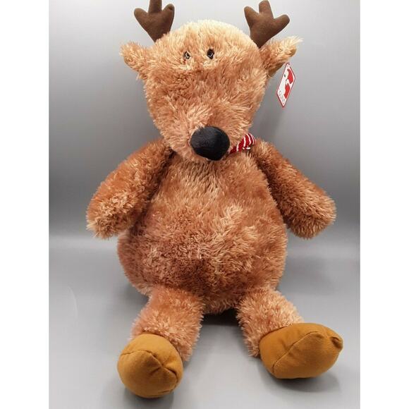 Gund Brown Reindeer Plush with Red Striped Scarf Small Eyes 15" H 4061608 - Picture 1 of 11